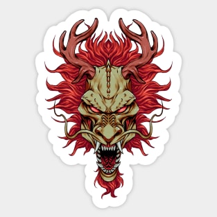 Asian Red Dragon Head Sticker